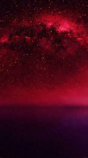 Cosmos Red Night Live Lake Space Starry Android Wallpaper