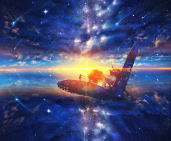 Starry Skies And Sunset Flight Wallpaper