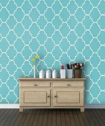 Blue Classic Trellis Wallpaper A Las Casitas