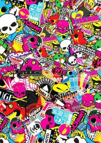 Sticker Bom Design Burgerman Mix Top Full Logo