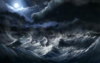 Waves Storm Wallpaper Moon Artwork Alexlinde