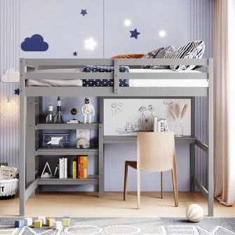 Amazon Full Size Loft Bed With Desk And Storage Wood