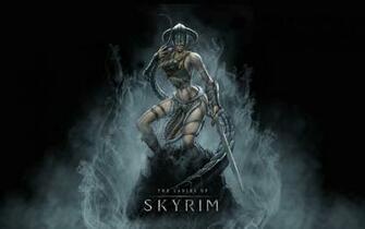Skyrim Simple Background Girl Armor Sword Desktop