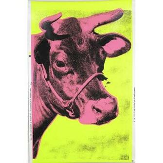 After Andy Warhol Cow Yellow And Pink Wallpaper Screenprint On