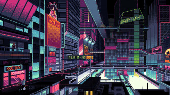 Pixel Art Of A City Scene Wallpaper