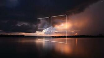Windows Transparent Logo Over The Stormy Sea Wallpaper