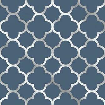 Origin Blue Quatrefoil Wallpaper Warehouse