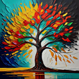 Stylized Tree Modern Artwork Oil Painting Wallpaper For Wall