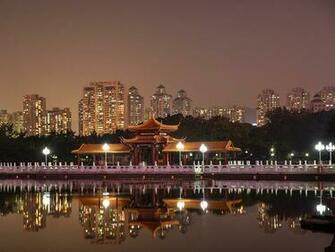 Wallpaper China Shenzhen Fence Night Rivers Street Lights