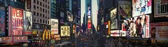 New York Buildings Skyscrapers Times Square Dual Multi