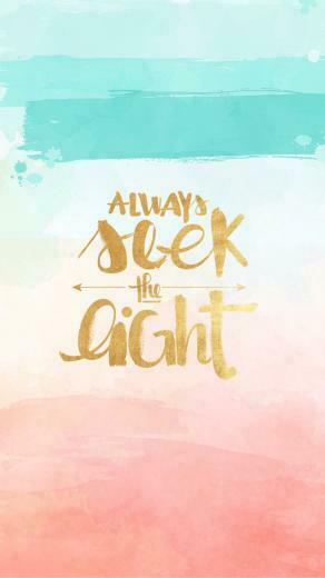 Watercolour Coral Mint Gold Seek The Light iPhone Wallpaper Phone