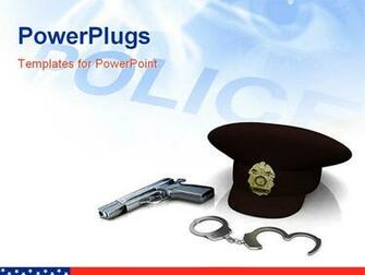 Police Hat Gun And Handcuffs On White Background Powerpoint
