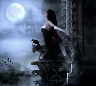 Fantasy Fantastic Black Gothic Witch Sexy Woman Girl Night Crow Ghost