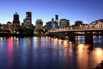Portland Skyline And Hawthorne Bridge At Dusk