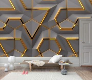Amazon 3d Gold Geometric Shapes Wallpaper Grey Background