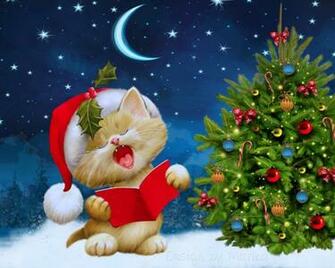 Kitten Singing Christmas Carols Wallpaper For Desktop X