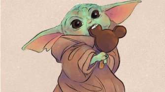 Baby Yoda Cartoon Wallpaper