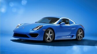 Porsche Cayman Moncenisio Blue Wallpaper HD Car