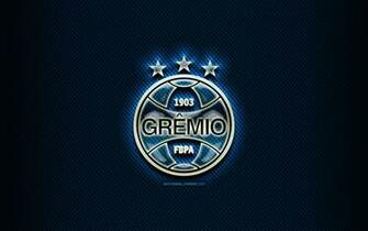 Wallpaper Gremio Fc Glass Logo Blue Rhombic Background