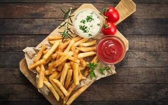 Image French Fries Ketchup Fast Food Cutting Board