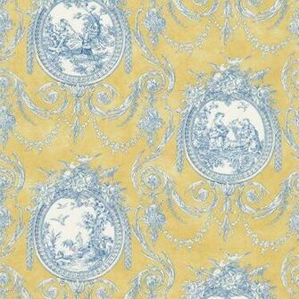 Waverly Vignette Toile Wallpaper Yellow Inch Wide