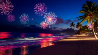 Fireworks Beach Wallpaper