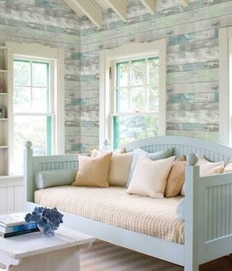 Weathered Faux Wood Wallpaper Image Via Hgtv