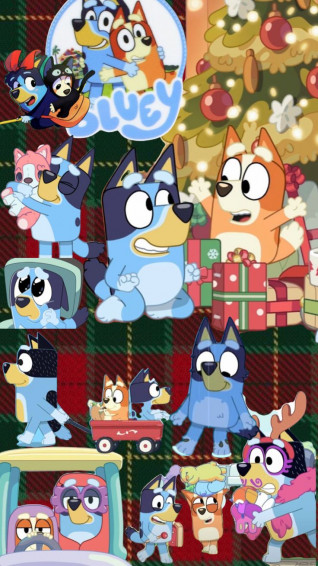 Bluey Christmas Bingo Blueyandbingo Bandit In Wallpaper