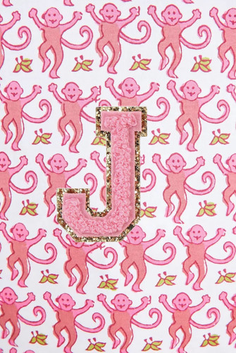 Preppy Letter J Wallpaper With Pink Monkeys