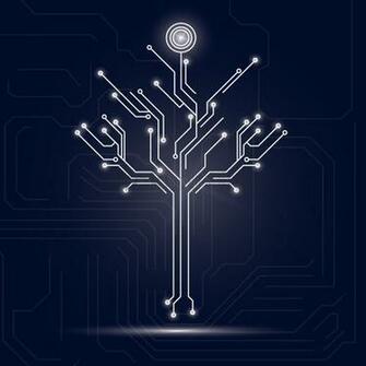 Tree Design On Circuit Board Background Vector Image