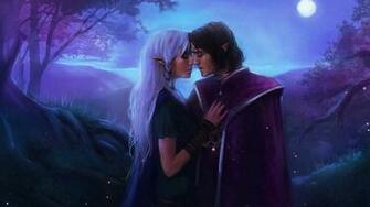 Elf Elves Women Females Girls Men Males Kiss Embrace Cg Digital