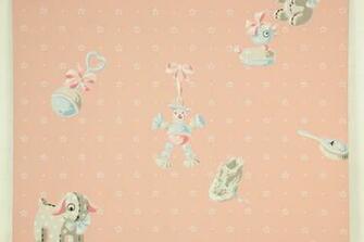 1940s Vintage Wallpaper Pink Nursery Baby Rattle Rosie S