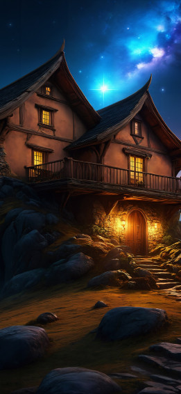 Wooden House Wallpaper 4k Mountain Peak Surreal Dreamlike