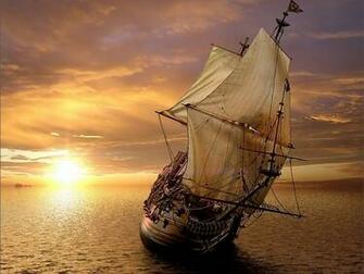 Size Sun Set In Sea Way Frigates Sailing Ships Wallpaper