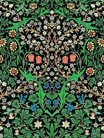 William Morris Jacobean Floral Black Background Poster By