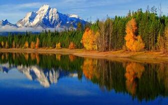 Grand Teton National Park Wyoming Usa Sky Mountains Trees River