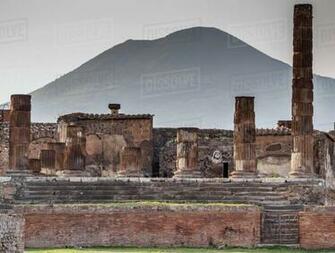 The Temple Of Jupiter And Mount Vesuvius In Background Near