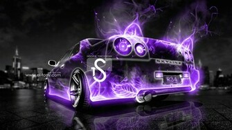 Nissan Skyline R34 Abstract Car City Violet HD Wallpaper Design