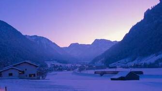 Winter Landscape Sunsets Mountains HD Wallpaper