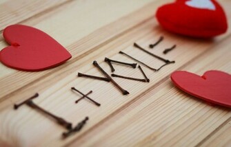 Love Feeling I You Heart Red Background Wallpaper