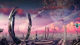 Landscapes Futuristic Planets Fantasy Art Spaceships Science Fiction