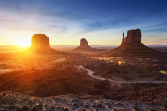 Monument Valley Desert Sun Sunset Sky Clouds Nature Landscape Wallpaper
