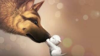 HD Wallpaper Of Anime Bokeh Artwork Dog Cat