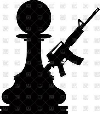 Chess Black Pawn With Assault Gun On White Background Vector Image