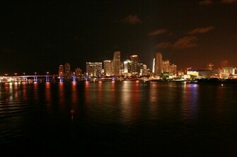 Miami Skyline Night Wallpaper
