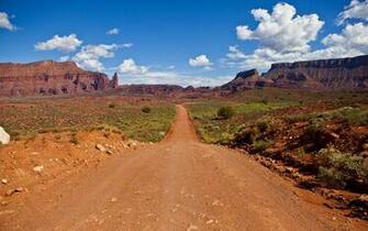 Wallpaper Path Canyon Rocks Desert Moab