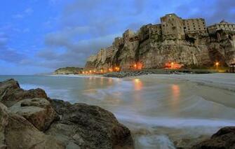 Wallpaper Lights Sky Sea Landscape Italy Clouds Village