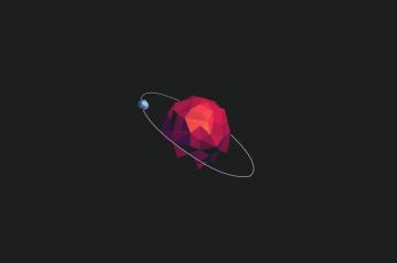 Vectorized Low Poly Planet And Her Moon Simple