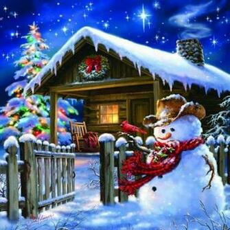 Christmas At The Cabin Wallpaper