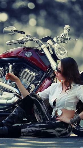 Girl Motorcycle iPhone Wallpaper